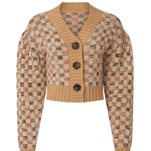 Rebecca Taylor Cropped Checkerboard Cardigan - Size S - MSRP $395 - Picture 3 of 3